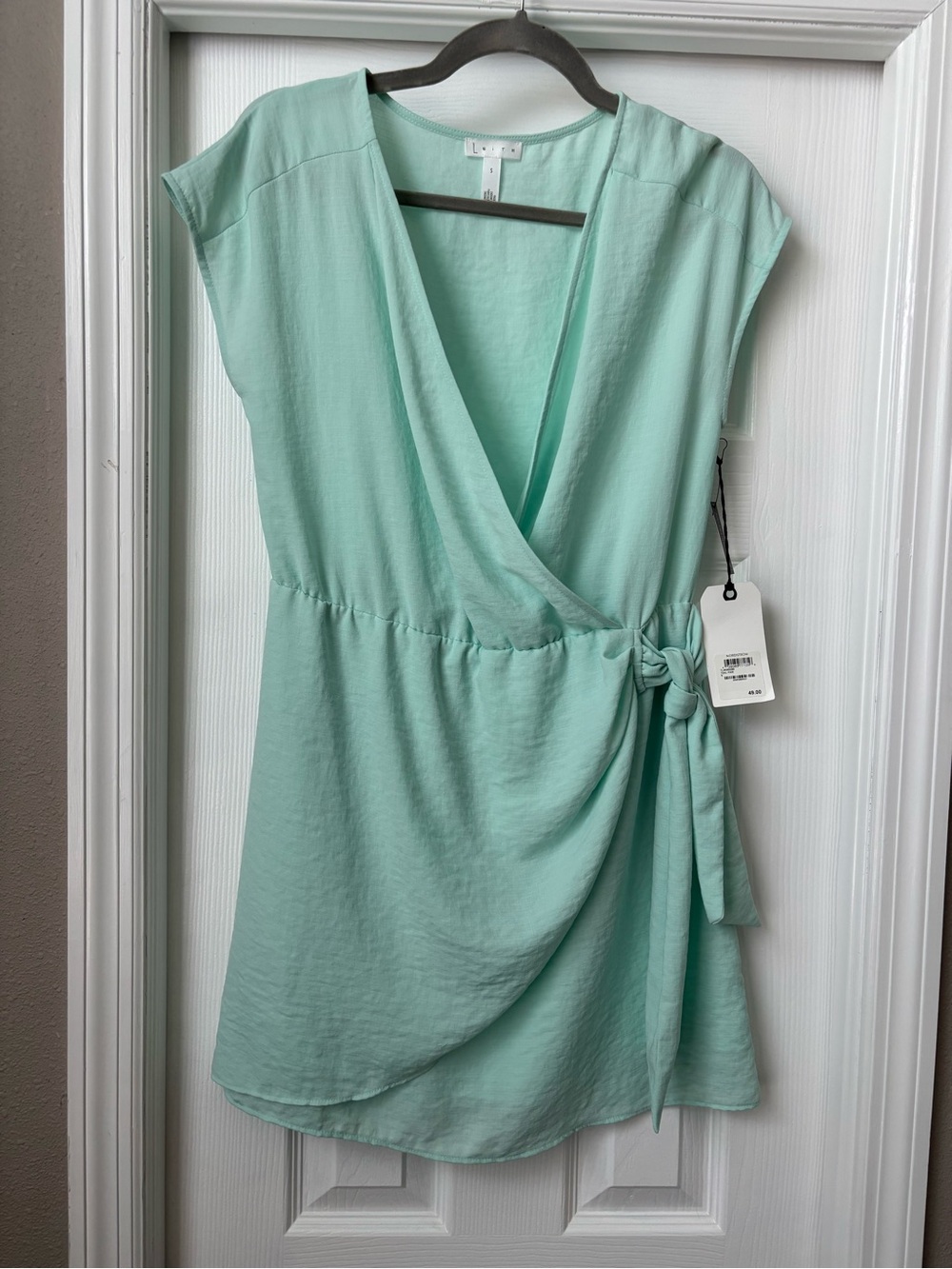 Leith Mint Green Lined Dress with V-Neck